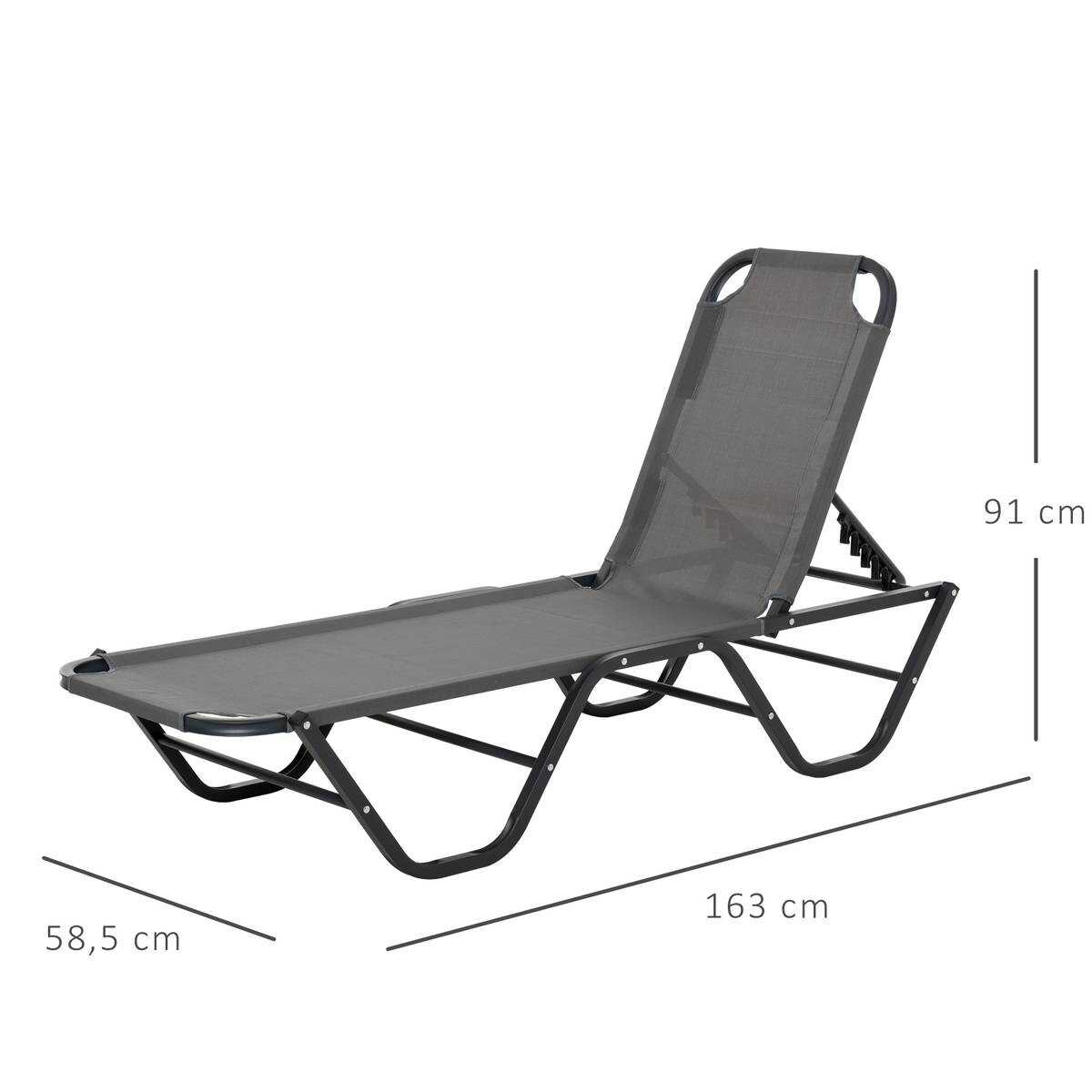 Outsunny Sonnenliege schwarz Aluminium B/H/L: ca. 59x91x163 cm