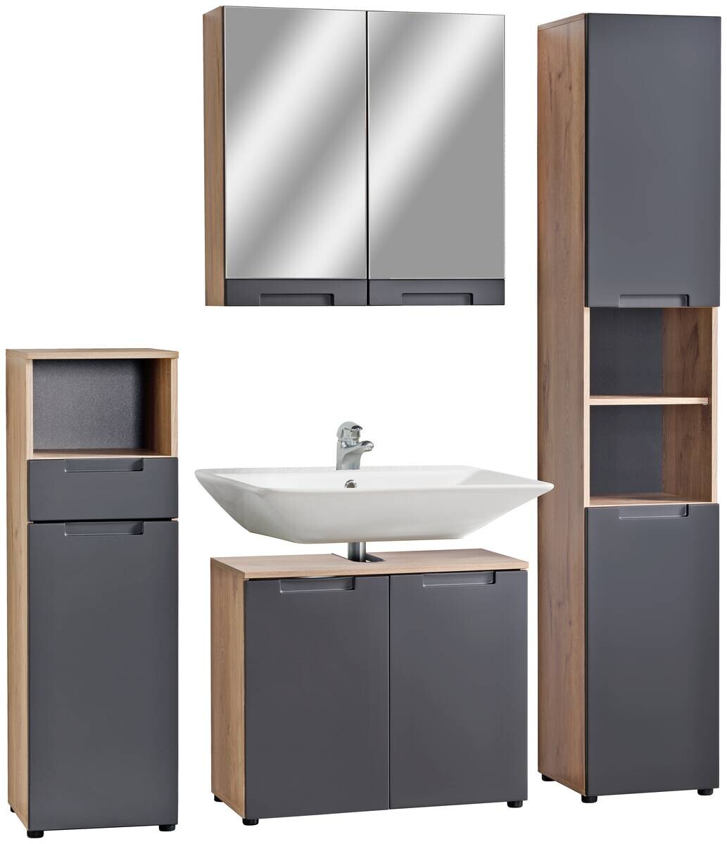 Hochschrank Mailand Eiche Viking Nachbildung anthrazit B/H/T: ca. 35x190x35 cm