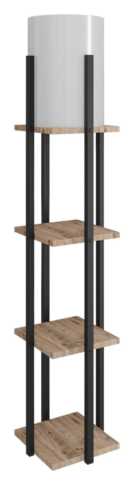 Opviq Stehlampe Nora natur schwarz Stoff MDF B/H/T/L/D: ca. 21x135x21x21x21 cm E27 1 Brennstellen