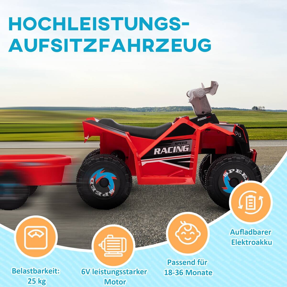 HOMCOM Kinder Elektrofahrzeug schwarz B/H/L: ca. 41,5x48,5x106 cm