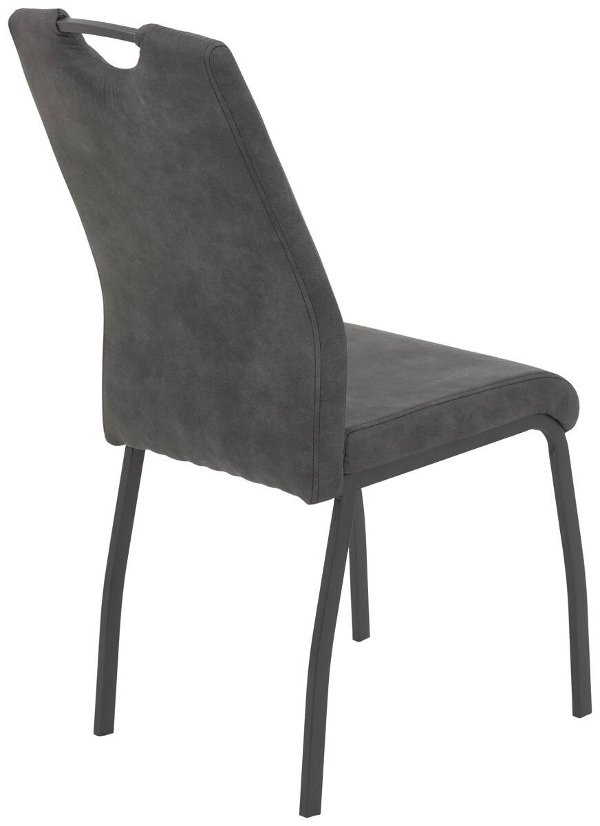 Stuhl 4er Set ELIF III anthrazit Vintage grau Microfaser Metall B/H/T: ca. 44x96x64 cm