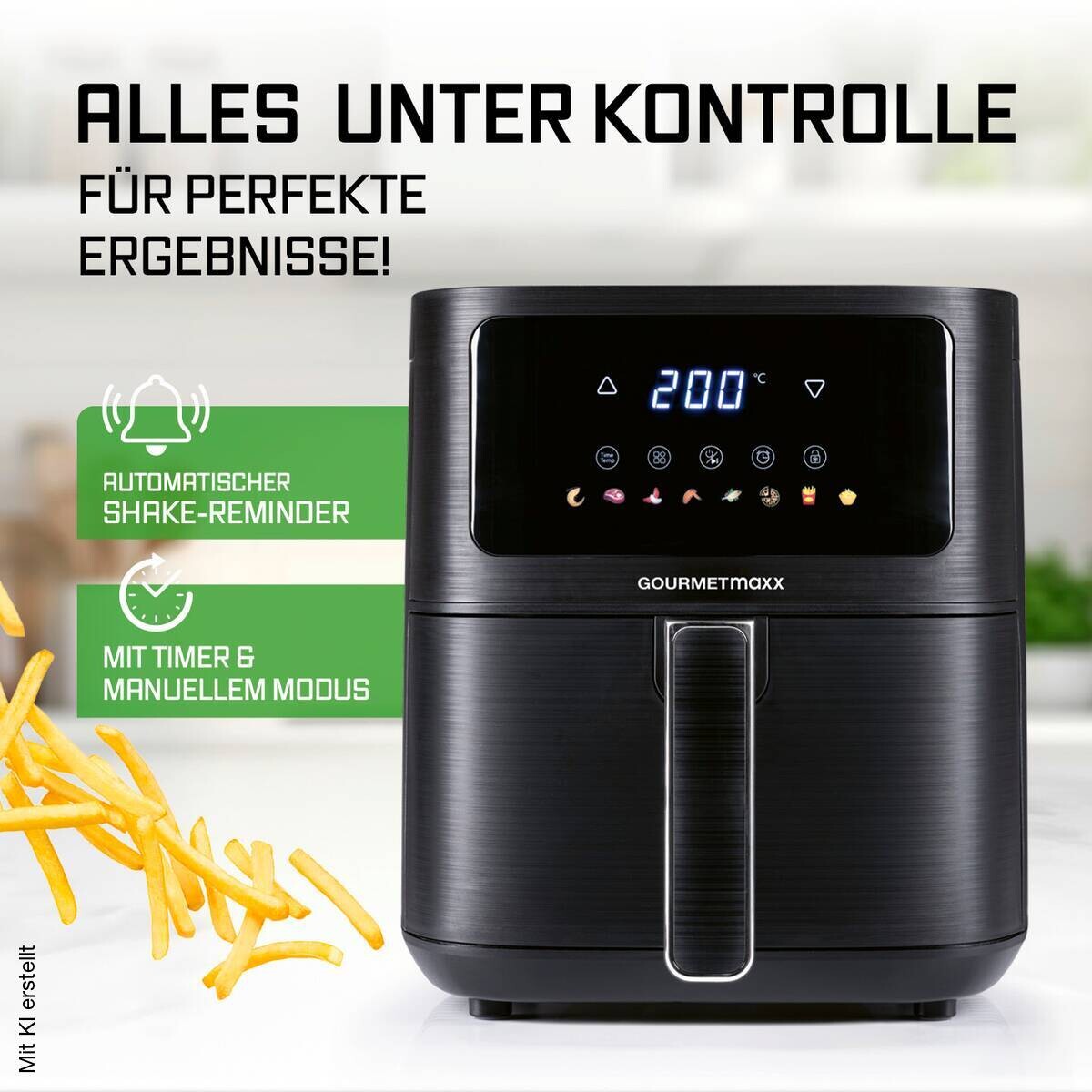 GOURMETmaxx Heißluftfritteuse 16394 schwarz Kunststoff B/H/L: ca. 26x29,5x36 cm ca. 4,5 l