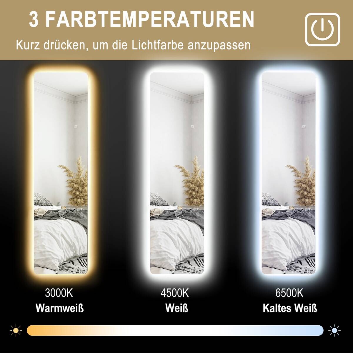 HOMCOM LED-Spiegel transparent B/H/L: ca. 3x150x40 cm