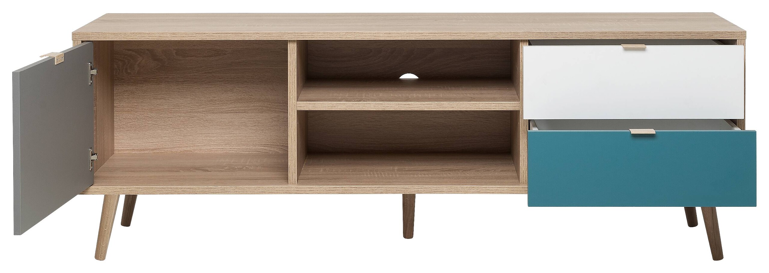 TV-Lowboard Cuba Eiche Sonoma Nachbildung weiß grau petrol B/H/T: ca. 150x52x40 cm