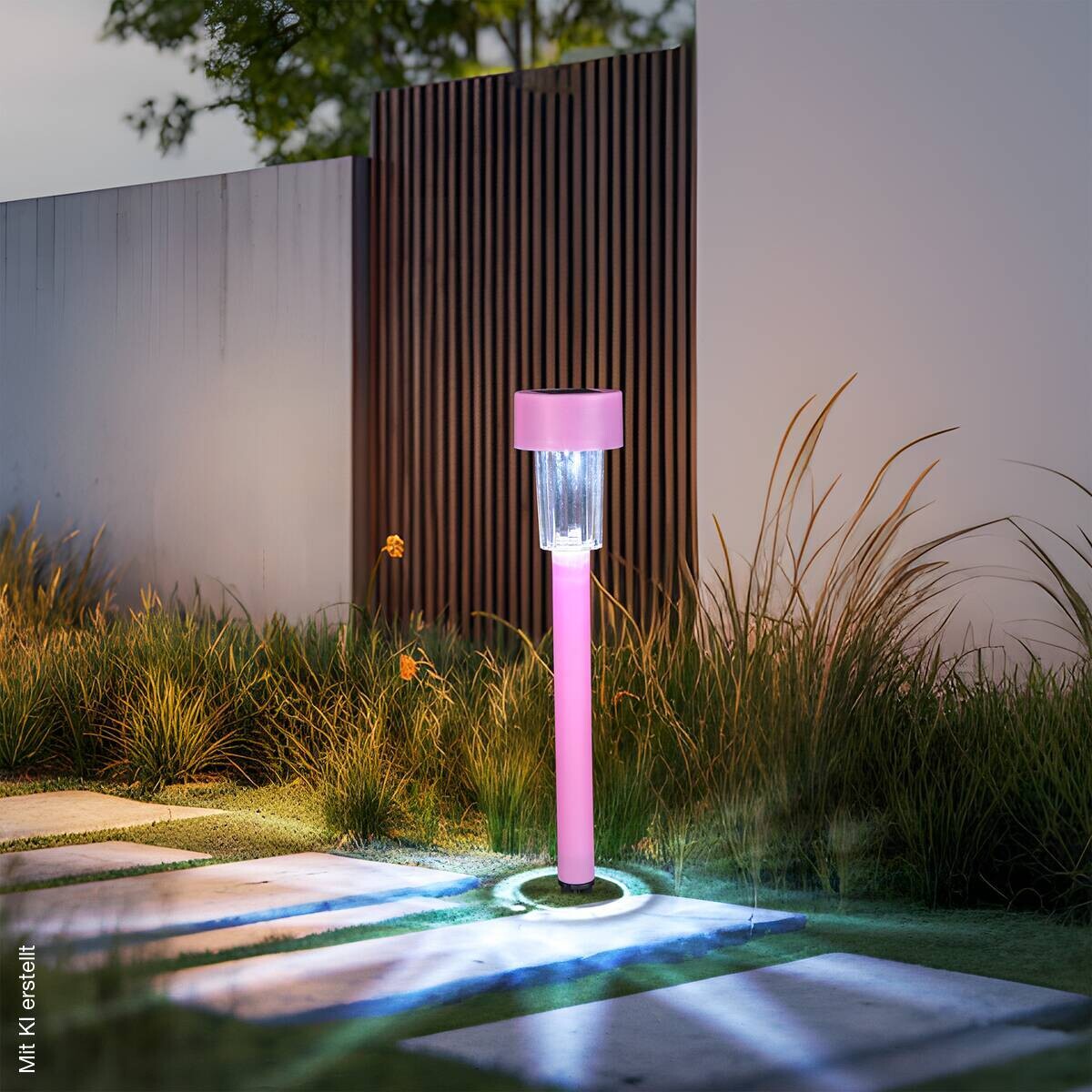 Solarleuchte rosa Kunststoff H/D: ca. 36,5x5,5 cm
