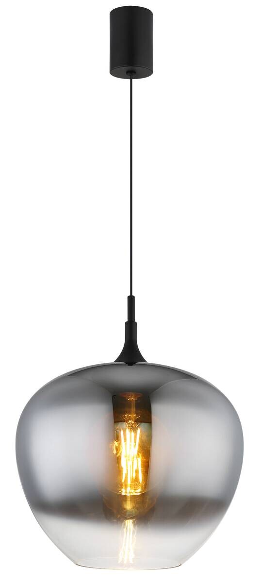 GLOBO Pendelleuchte MAXY schwarz Metall Glas H/D: ca. 150x4 cm E27 1 Brennstellen