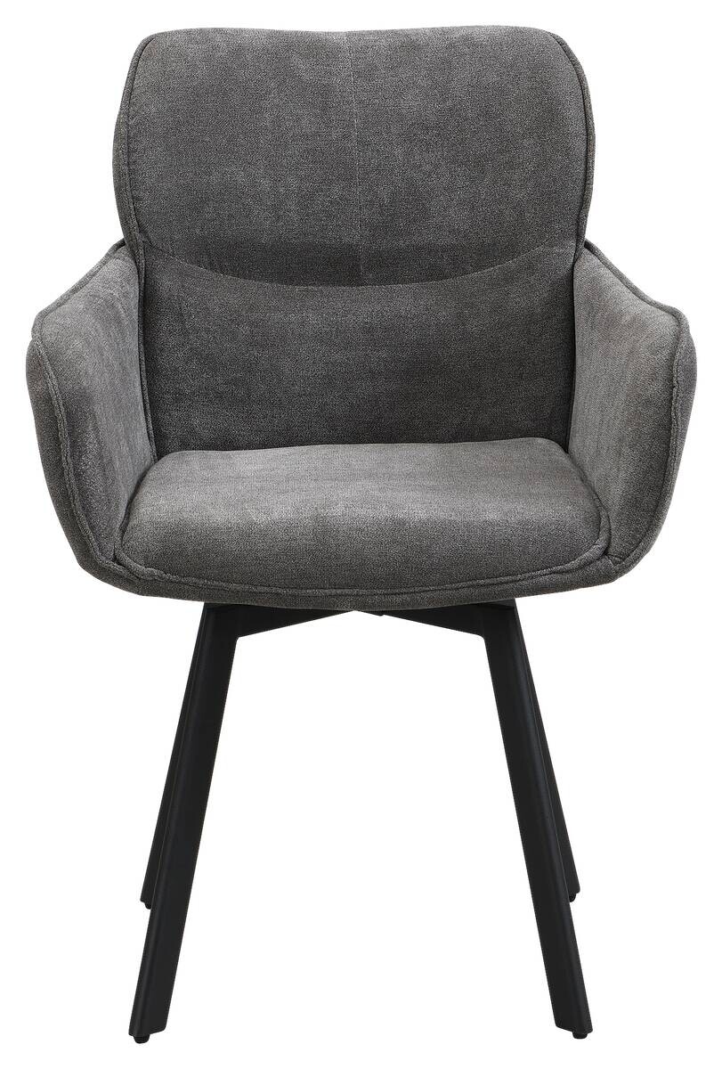 Stuhl RICO, 2er-Set schwarz grau Metall Stoff B/H/T: ca. 61x90x63 cm