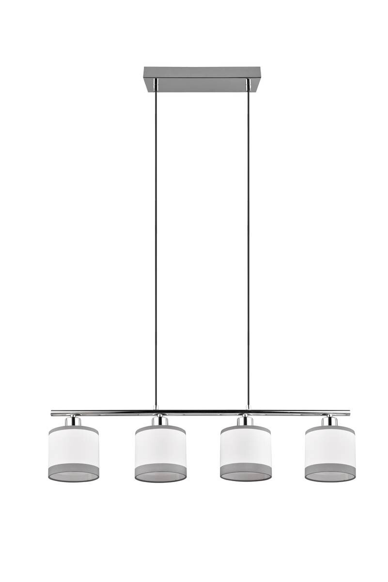 Reality Pendelleuchte R31554006 Davos Chrom weiß Metall Stoff B/H/T/D: ca. 75x150x12x12 cm E14 4 Brennstellen