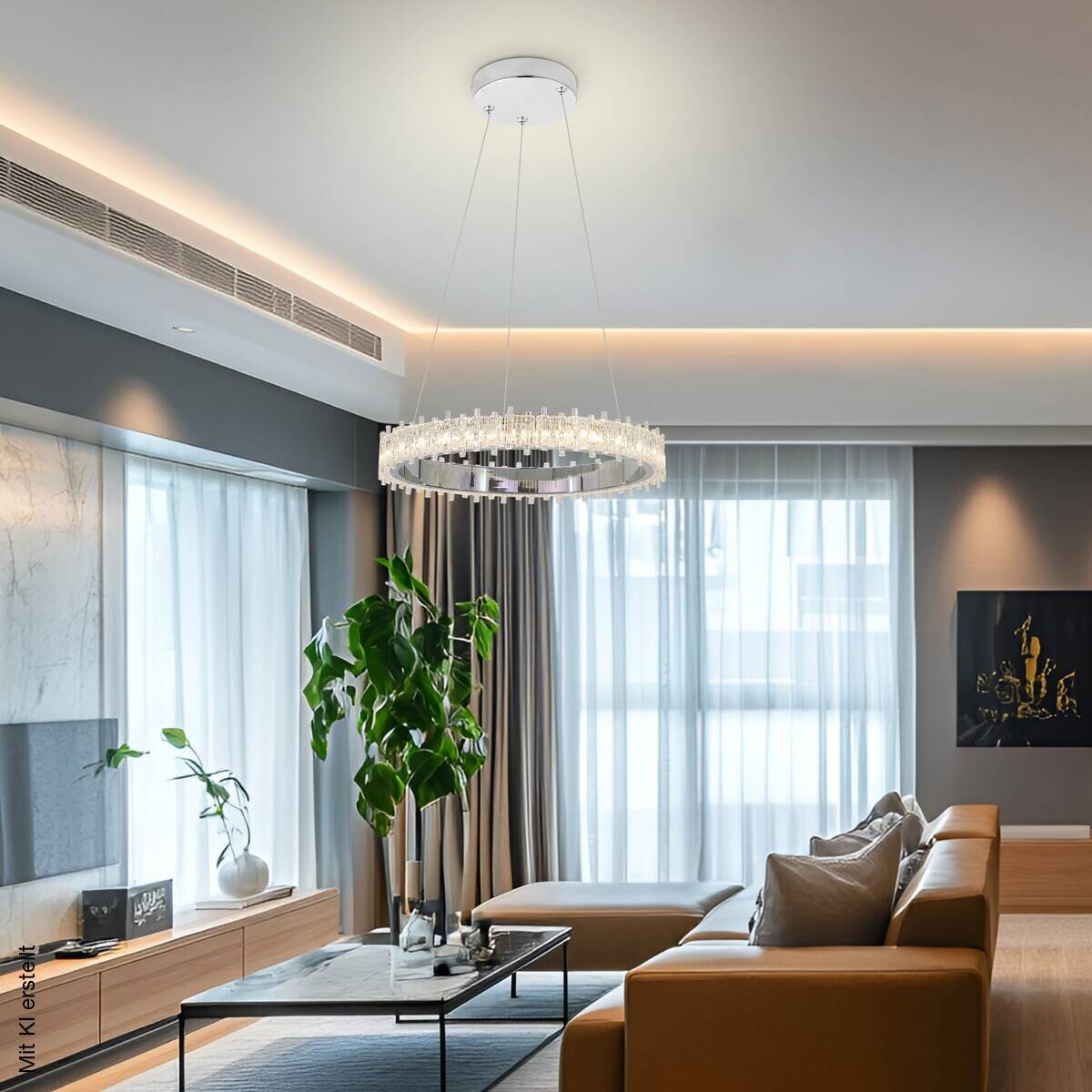 POCOline LED-Pendelleuchte Aurora Chrom Metall Acryl B/H/L: ca. 41x140x41 cm
