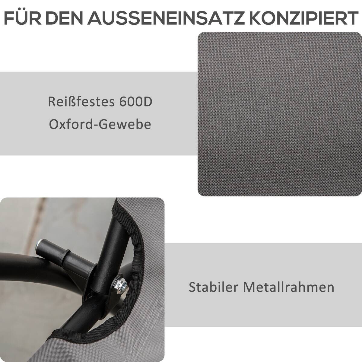 Outsunny Campingstuhl grau Metall B/H/L: ca. 65x94x65 cm