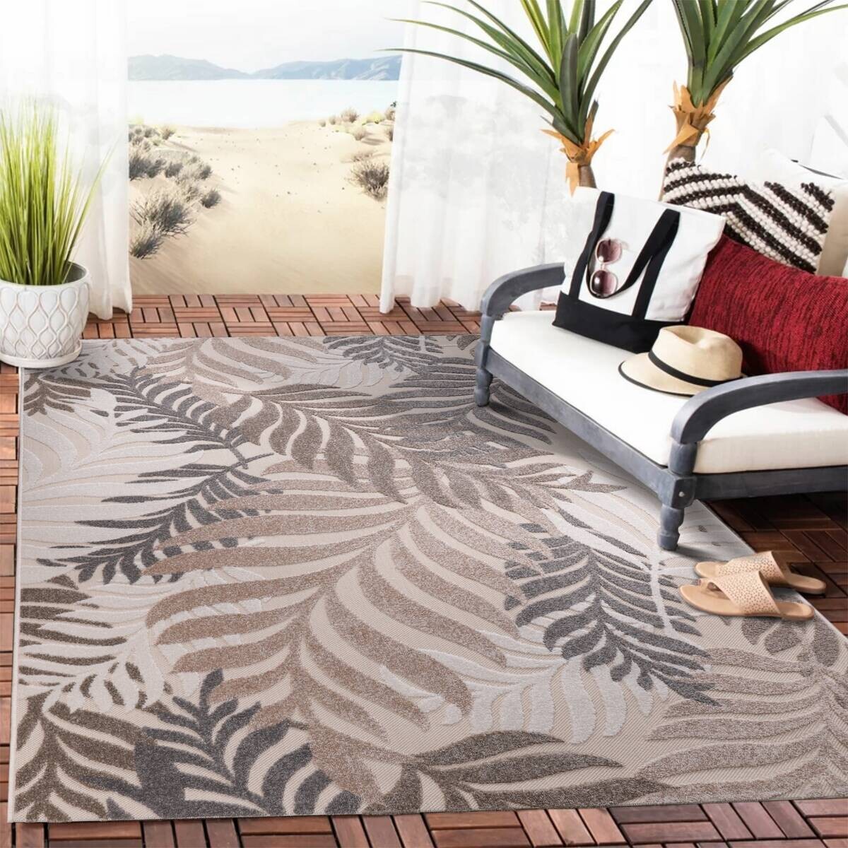 Sanat Outdoorteppich FLORAL creme B/L: ca. 120x170 cm
