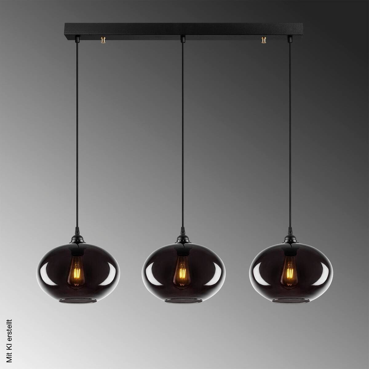 Pendelleuchte grau Rauch Metall Glas B/H/T/L: ca. 97x120x97x97 cm E27 1 Brennstellen