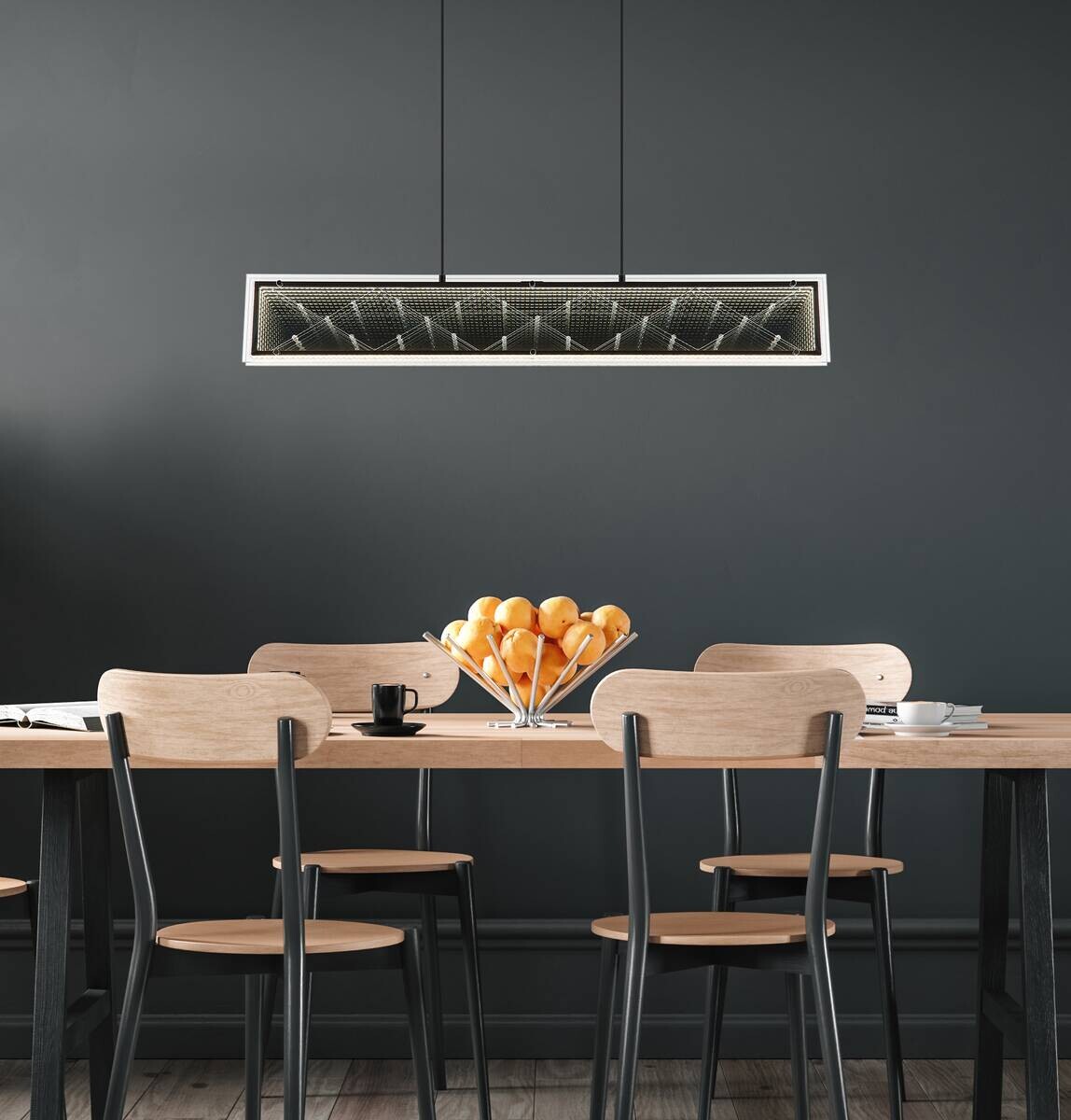 GLOBO Hängeleuchte klar schwarz Aluminium Glas Kunststoff B/H/L: ca. 8x120x113 cm 1 Brennstellen