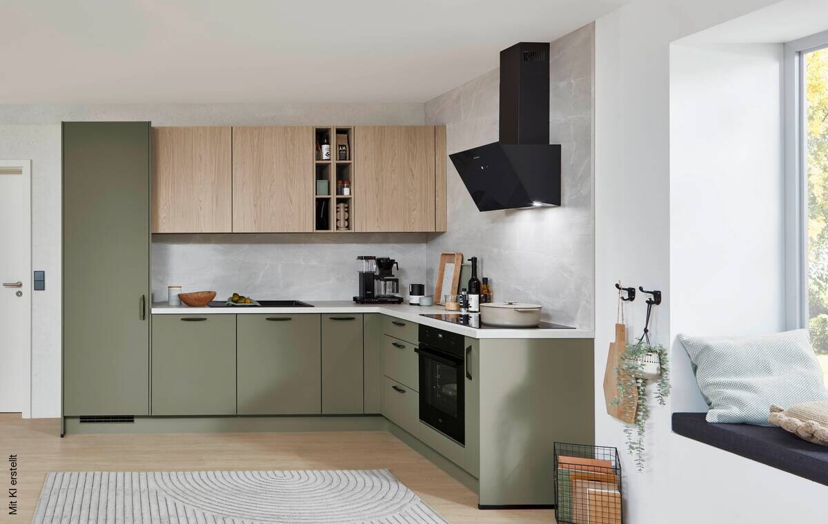 nobilia Winkelküche Senso olive Lack Premium Matt B/H/T: ca. 280x224x205 cm