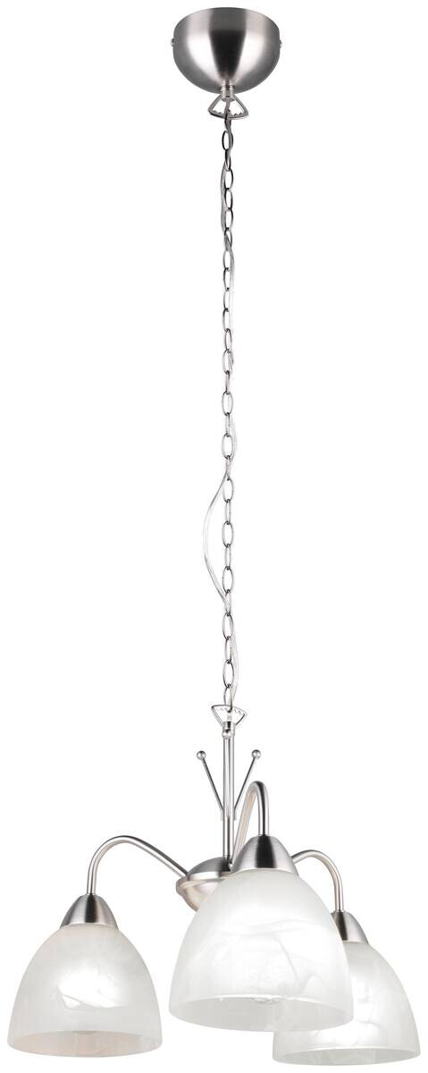 Reality Pendelleuchte Dobby nickel weiß Glas PVC Metall H/D: ca. 150x43 cm E27 3 Brennstellen