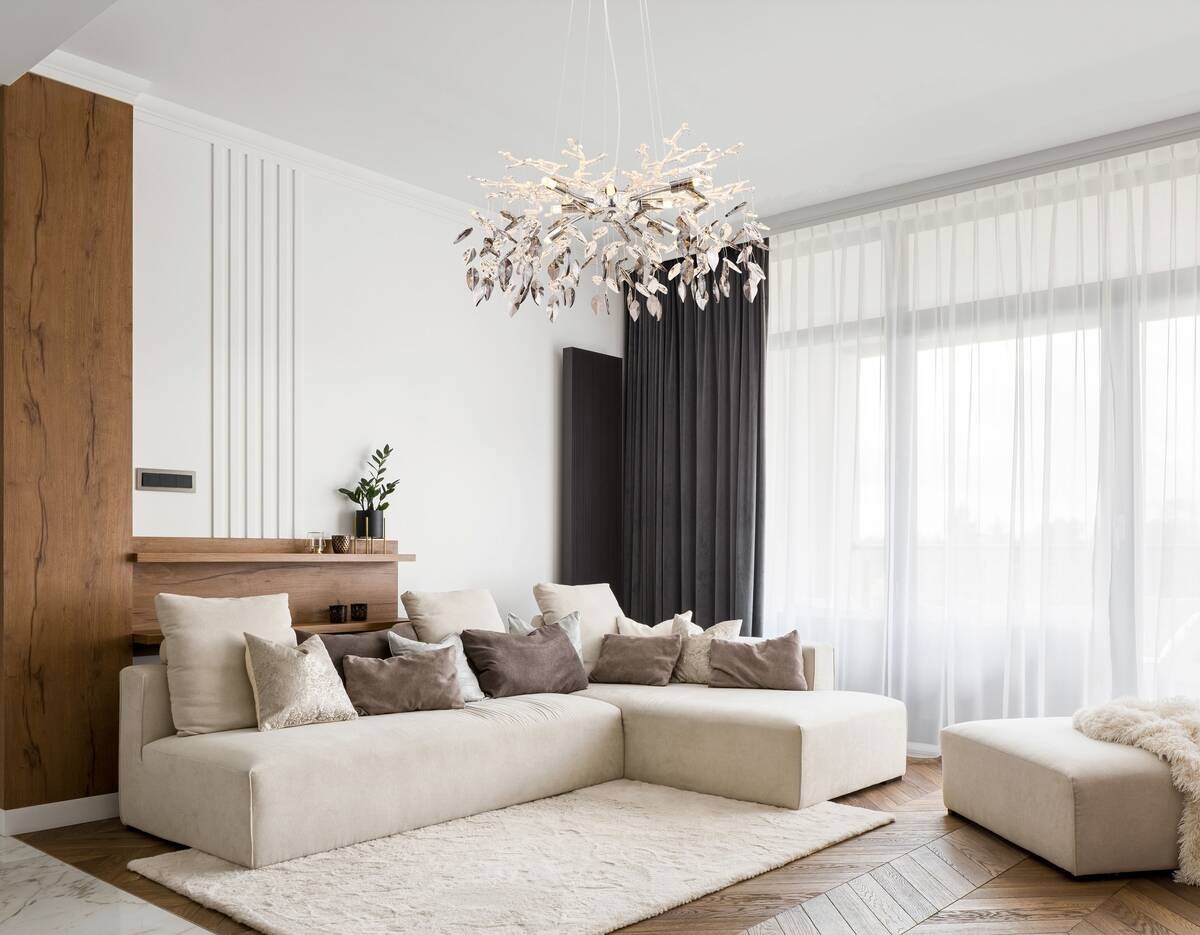 GLOBO Lüster Danna klar Chrom Metall H/D: ca. 120x61 cm G9 8 Brennstellen