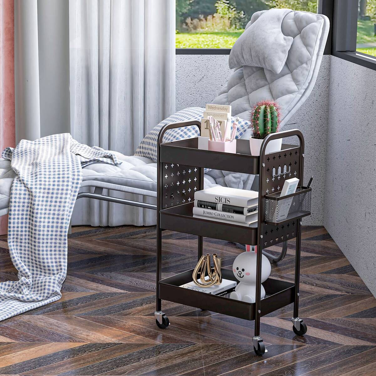 HOMCOM Küchenwagen schwarz Edelstahl B/H/L: ca. 30,5x53,5x75 cm