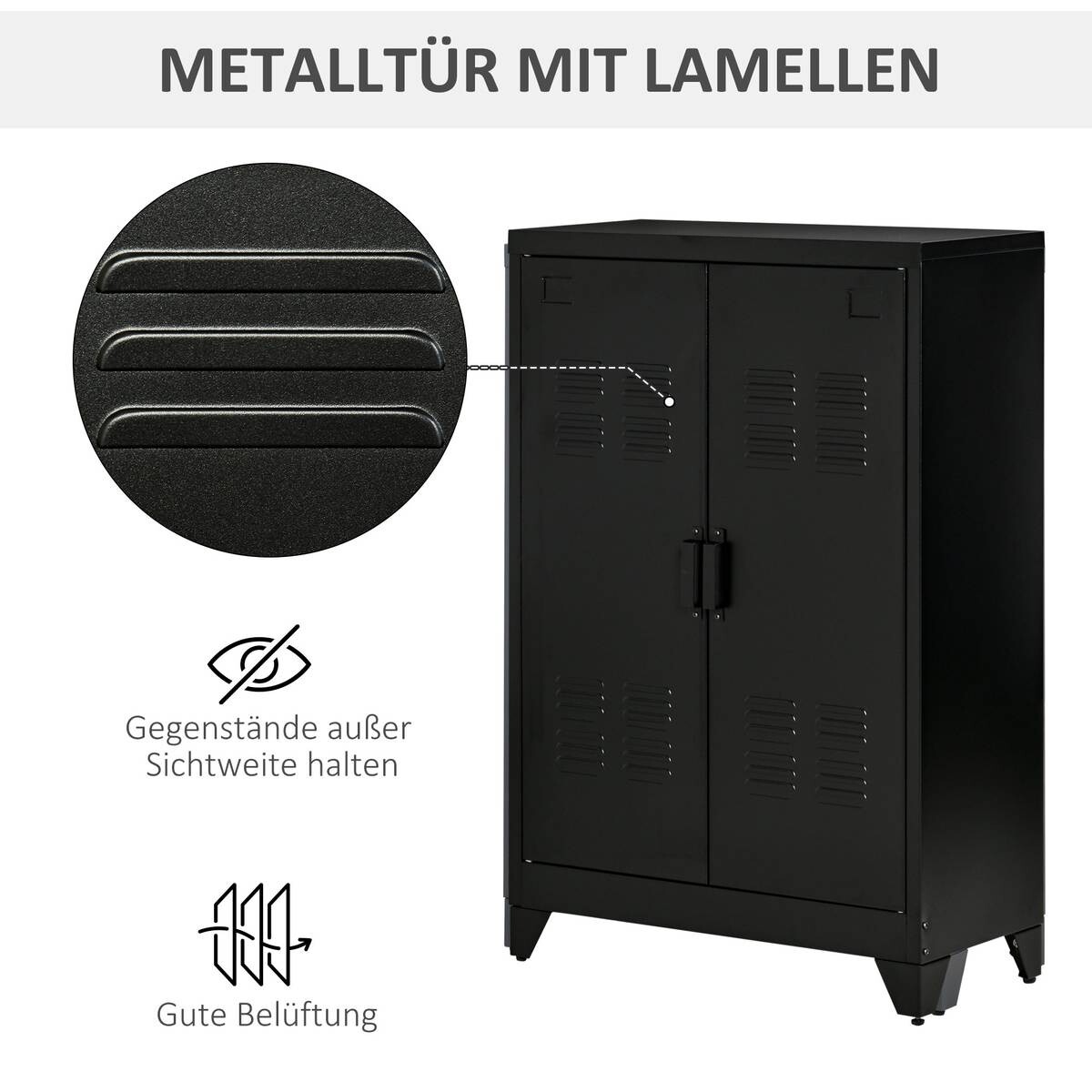 Sideboard 838-148BK schwarz B/H/T: ca. 75x110x33 cm