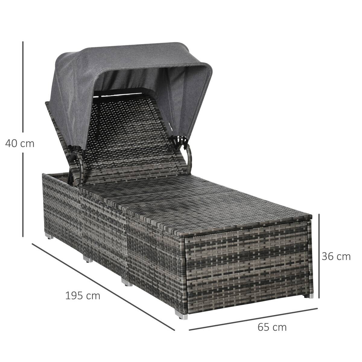 Outsunny Gartenliege grau Edelstahl B/H/L: ca. 65x195x40 cm
