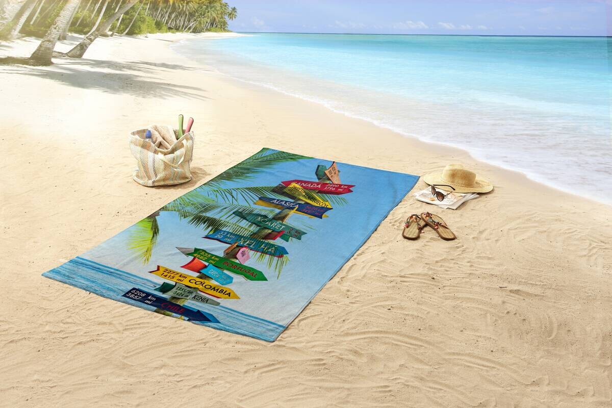 Good Morning Strandtuch Beach sign Multi Polyester B/L: ca. 100x180 cm