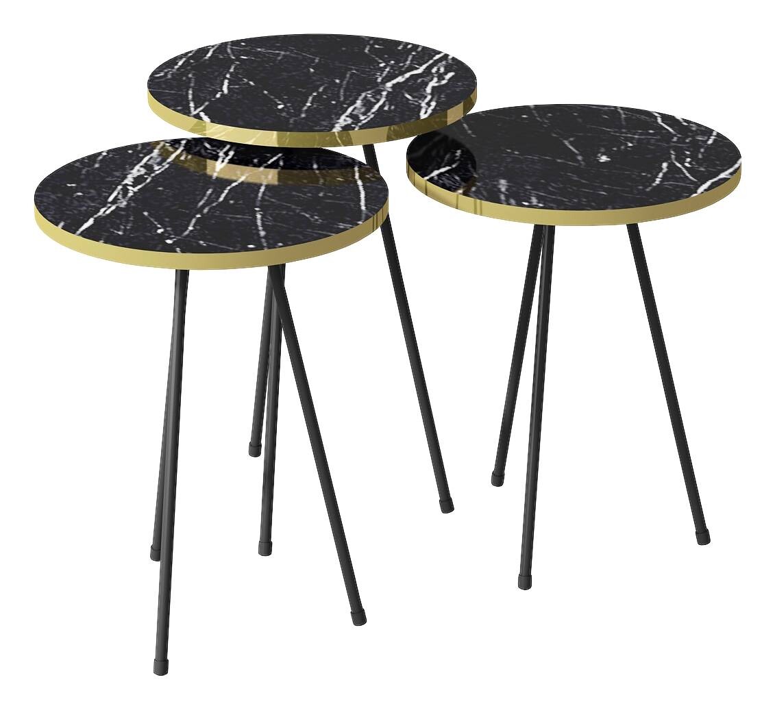 Beistelltisch 3er-Set. 21776160 schwarz Marmoroptik B/H/T: ca. 38x53,5x38 cm