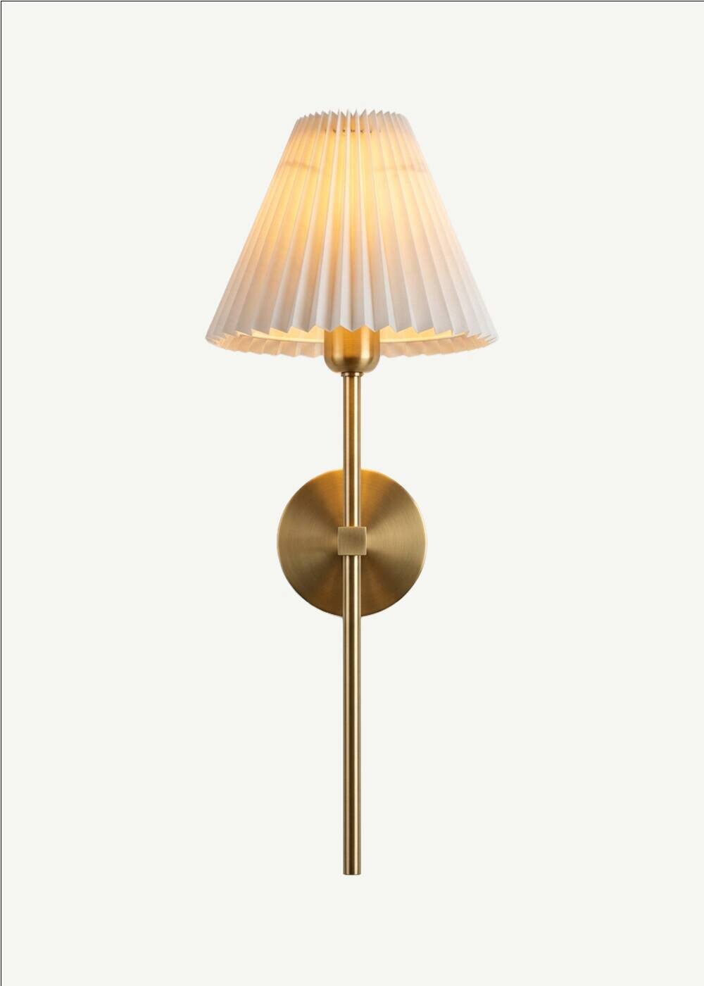 Wandleuchte creme gold Metall PVC B/H/L/D: ca. 22x49x22x22 cm E27 1 Brennstellen
