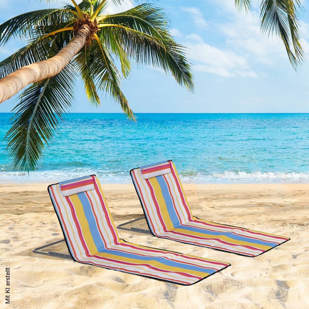 Outsunny Strandliege 2er Set mehrfarbig Stahl B/H/L: ca. 53x45x124 cm