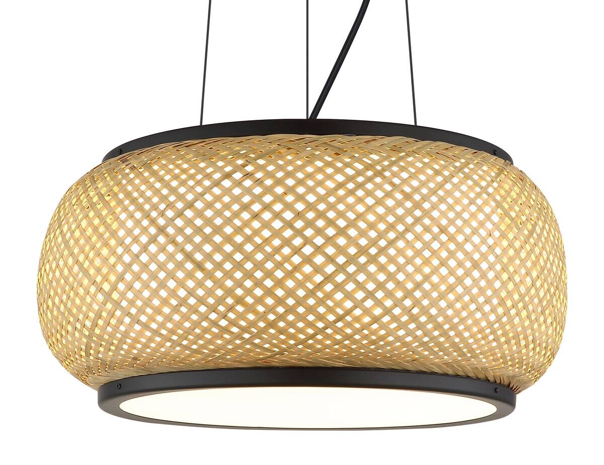GLOBO Pendelleuchte natur mattschwarz Bambus Metall H/D: ca. 120x38 cm 1 Brennstellen