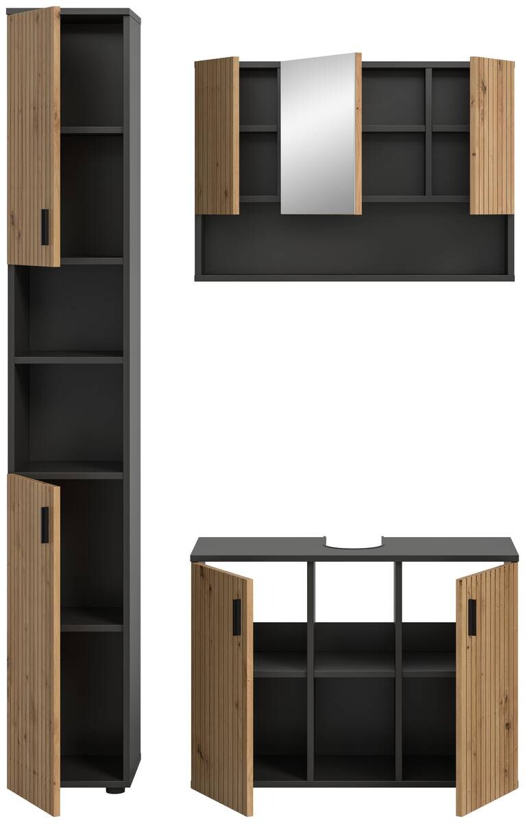 Badezimmer-Set Mone Basalt Nachbildung Artisan Oak Nachbildung B/H/T: ca. 125x192x30 cm
