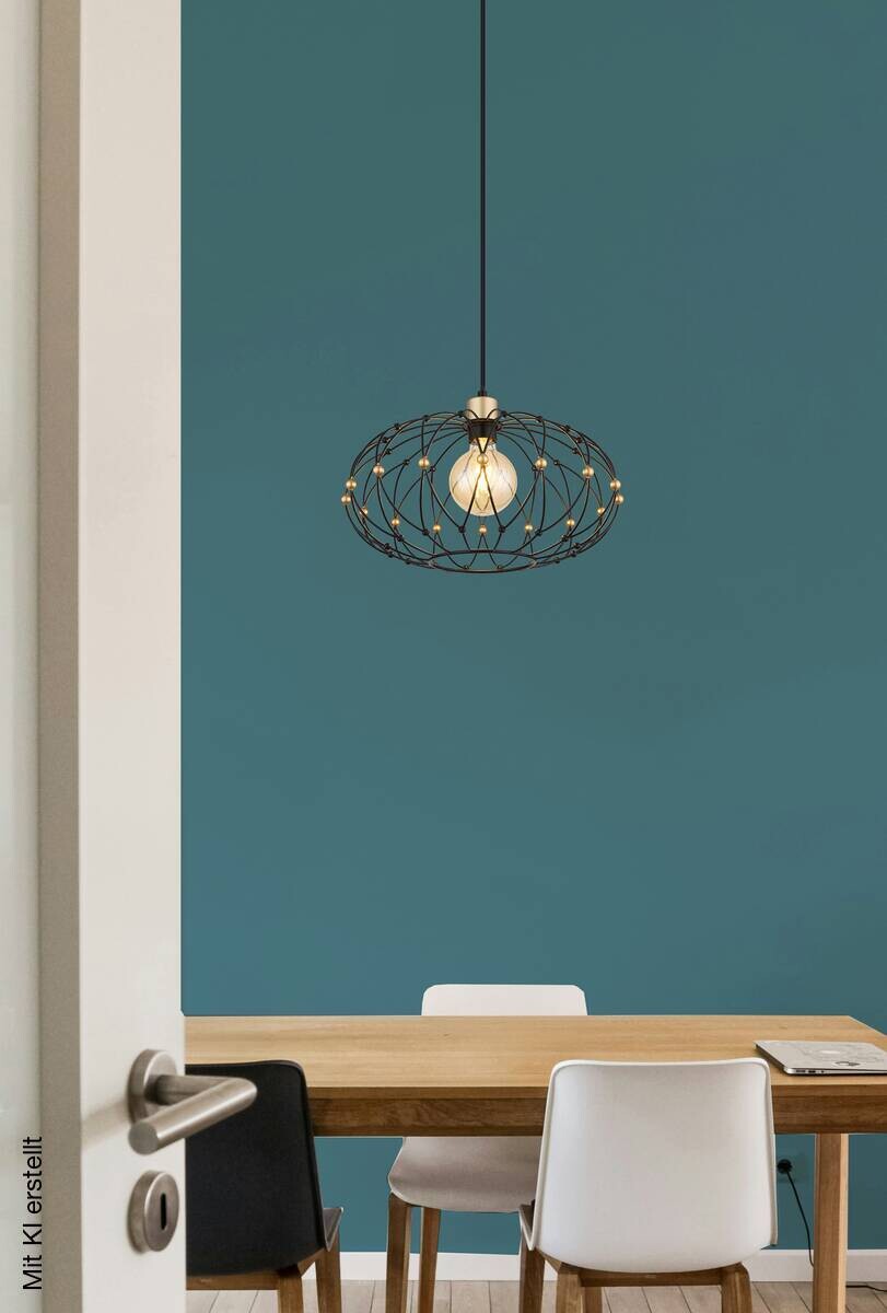 GLOBO Pendelleuchte mattschwarz Metall H/D: ca. 150x40 cm E27 1 Brennstellen