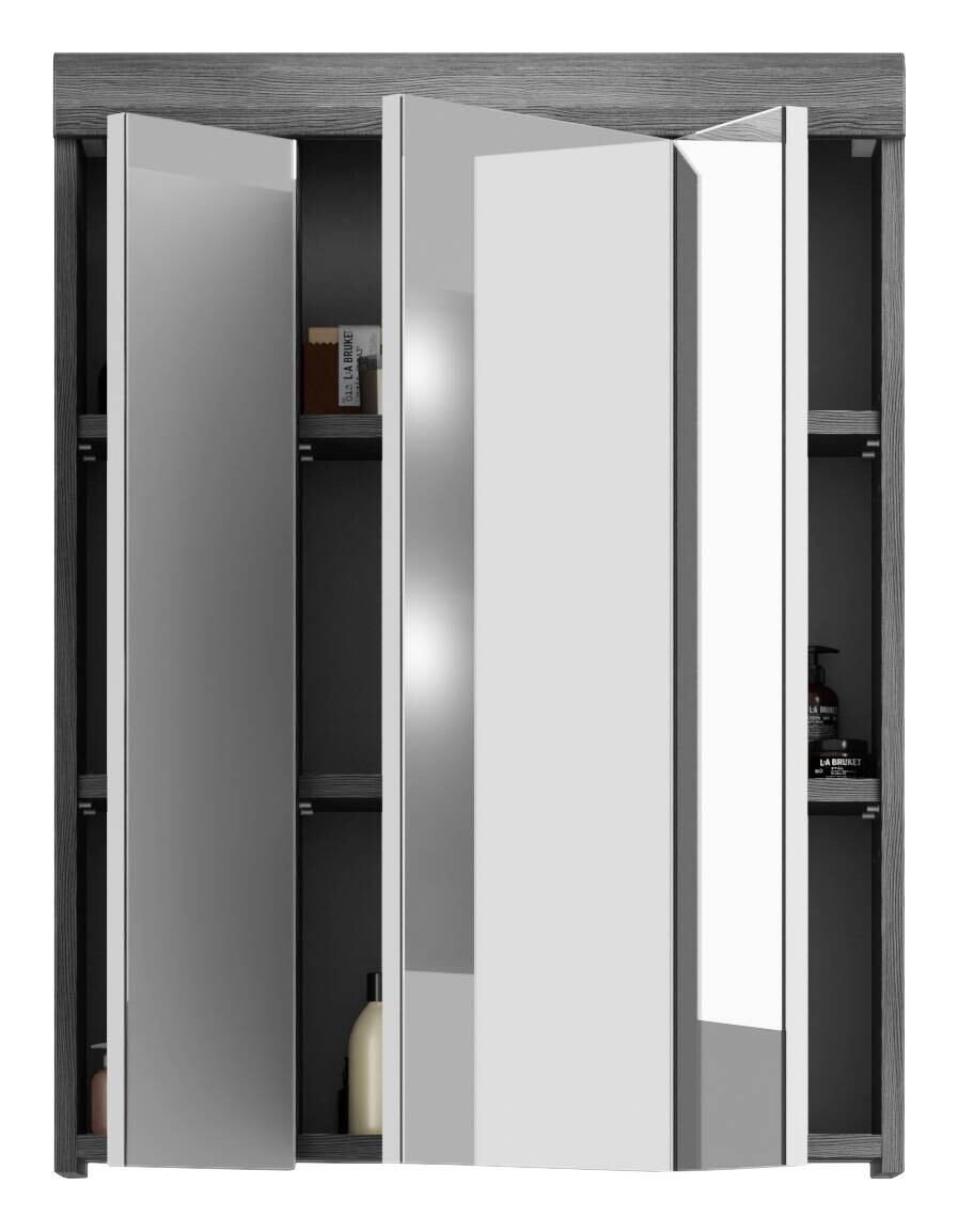 Badezimmer-Set Scout Rauchsilber Nachbildung weiß Hochglanz B/H/T: ca. 60x191x34 cm