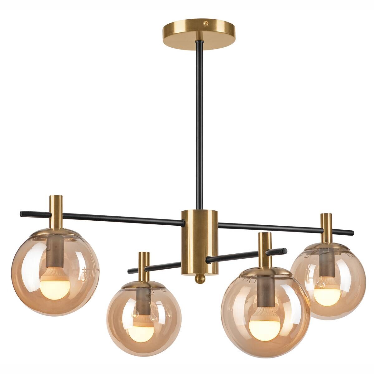 Lamkur Deckenleuchte Lilou gold Stahl Glas B/H/L: ca. 51x53x51 cm E14 6 Brennstellen