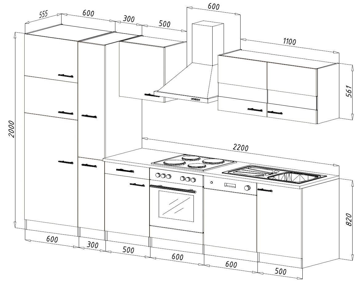 Respekta Küchenblock Economy schwarz B/H/T: ca. 310x200x60 cm