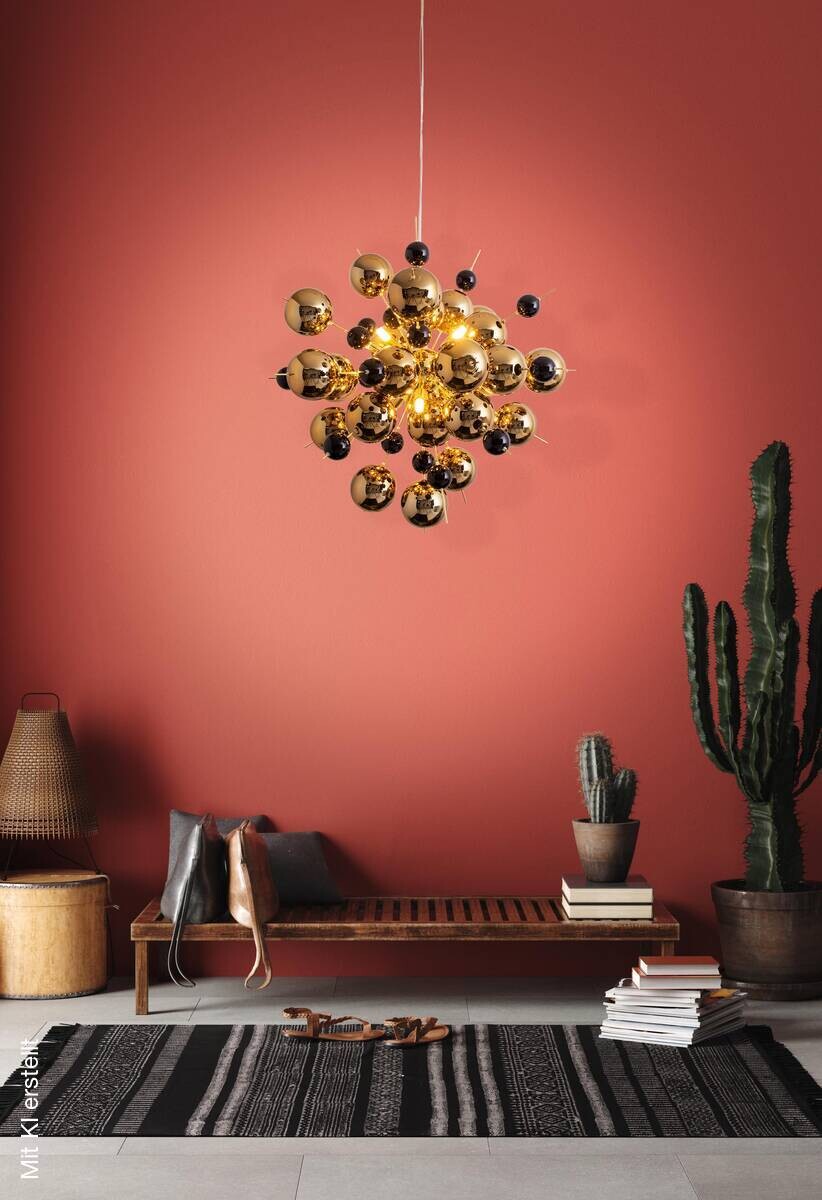 Näve Leuchten Pendelleuchte 7026458 gold Glas Metall B/H/T: ca. 65x150x65 cm G9 10 Brennstellen