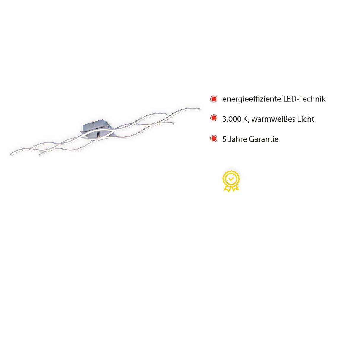 Just Light Deckenleuchte Wave Chrom Stahl Kunststoff B/L: ca. 16x140 cm