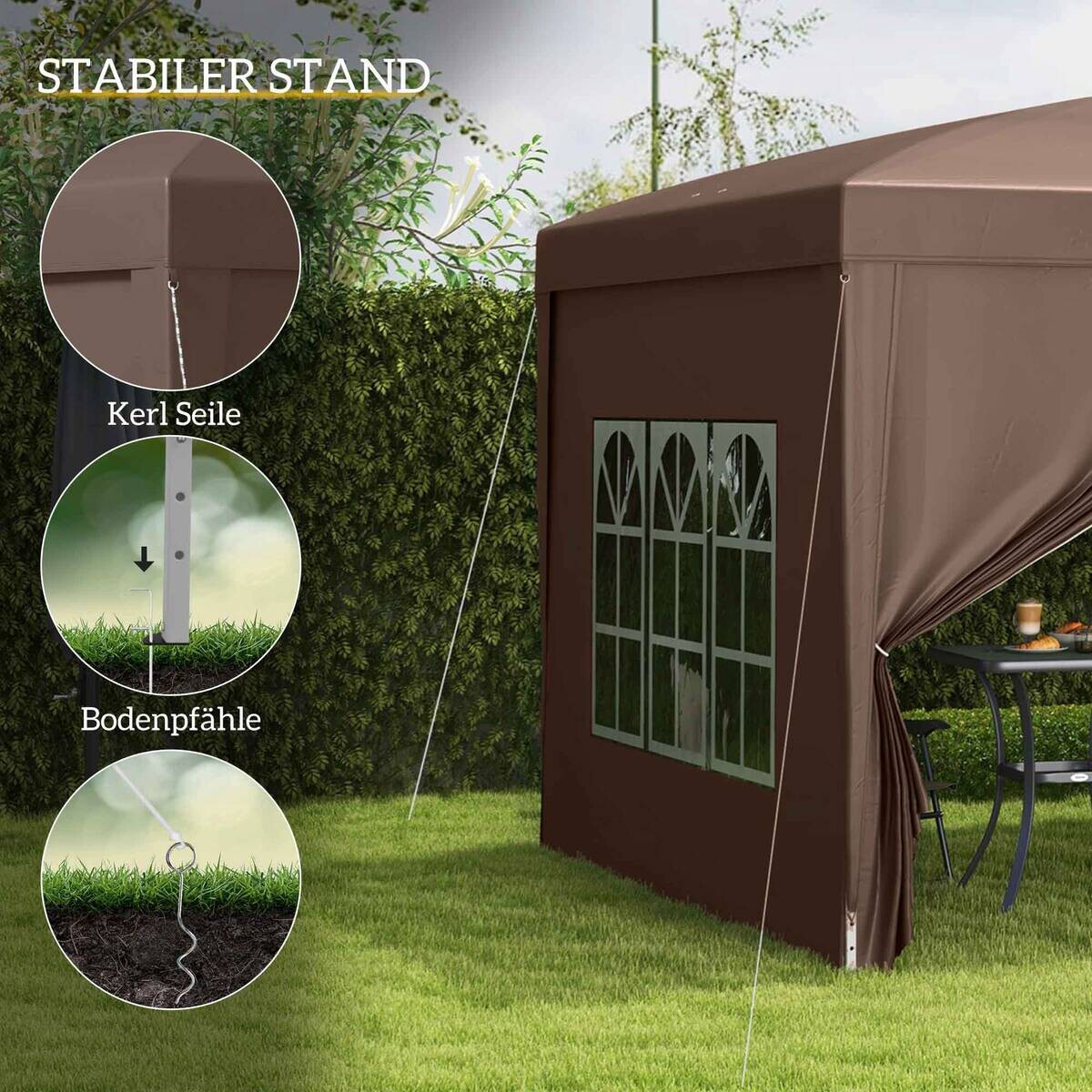 Outsunny Pavillon kaffee Polyester B/H/L: ca. 295x258x295 cm