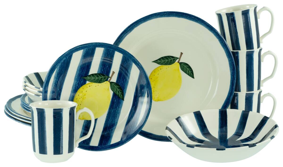 CreaTable Kombiservice Summer Stripes bunt Steingut 16 tlg.