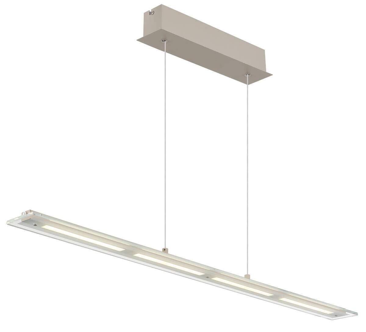 GLOBO LED-Pendelleuchte Novak sand Metall Glas B/L/D: ca. 9x115x150 cm