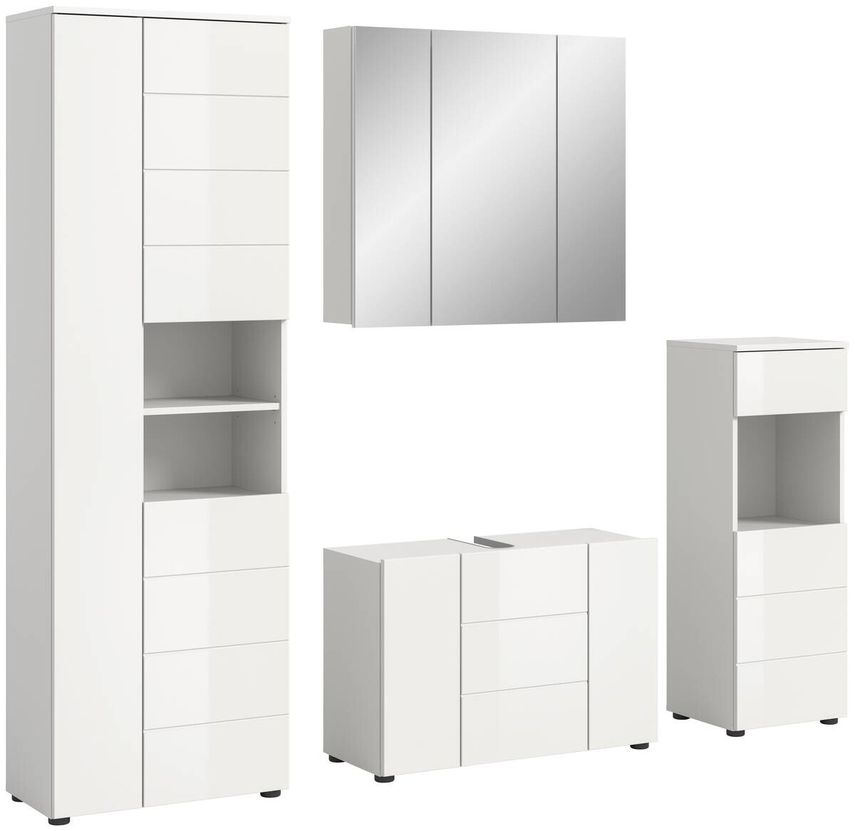 Badezimmer-Set VIRA weiß weiß Hochglanz B/H/T: ca. 210x190x34 cm