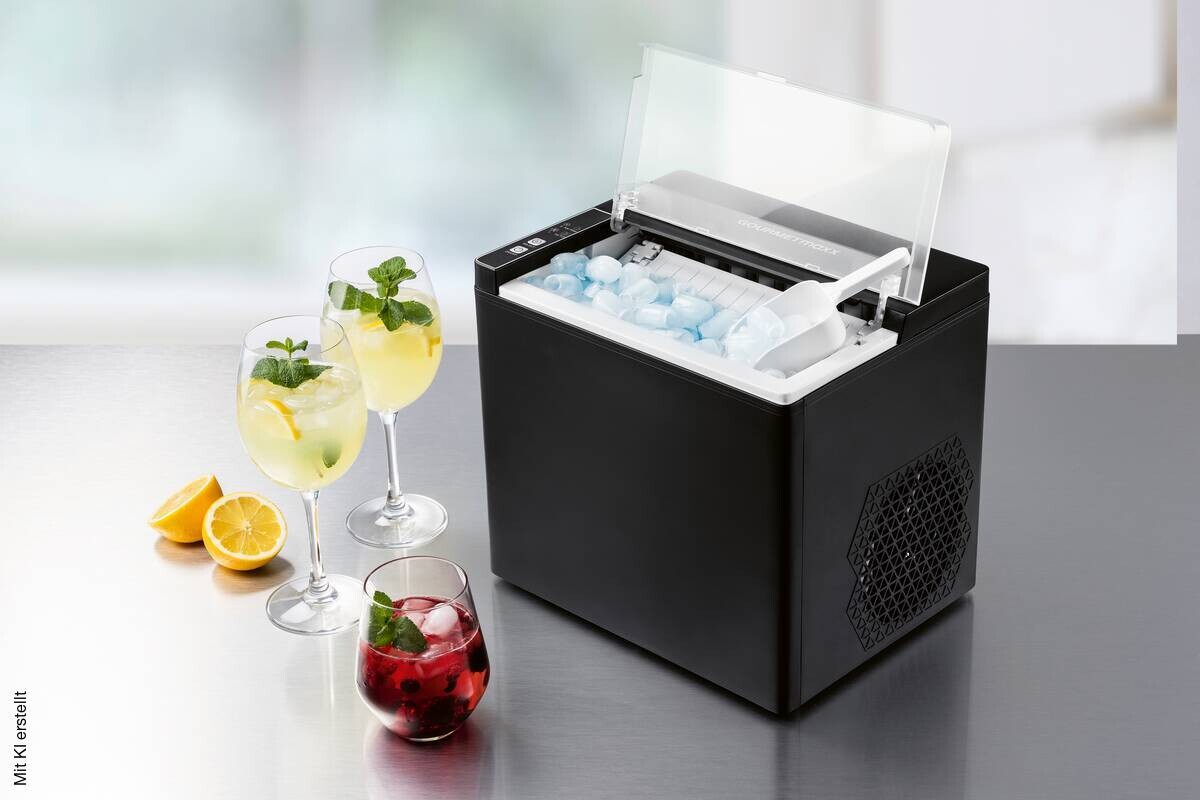 GOURMETmaxx Eiswürfelbereiter 15610 schwarz Kunststoff Edelstahl B/H/L: ca. 27x29,5x33,5 cm ca. 150 W