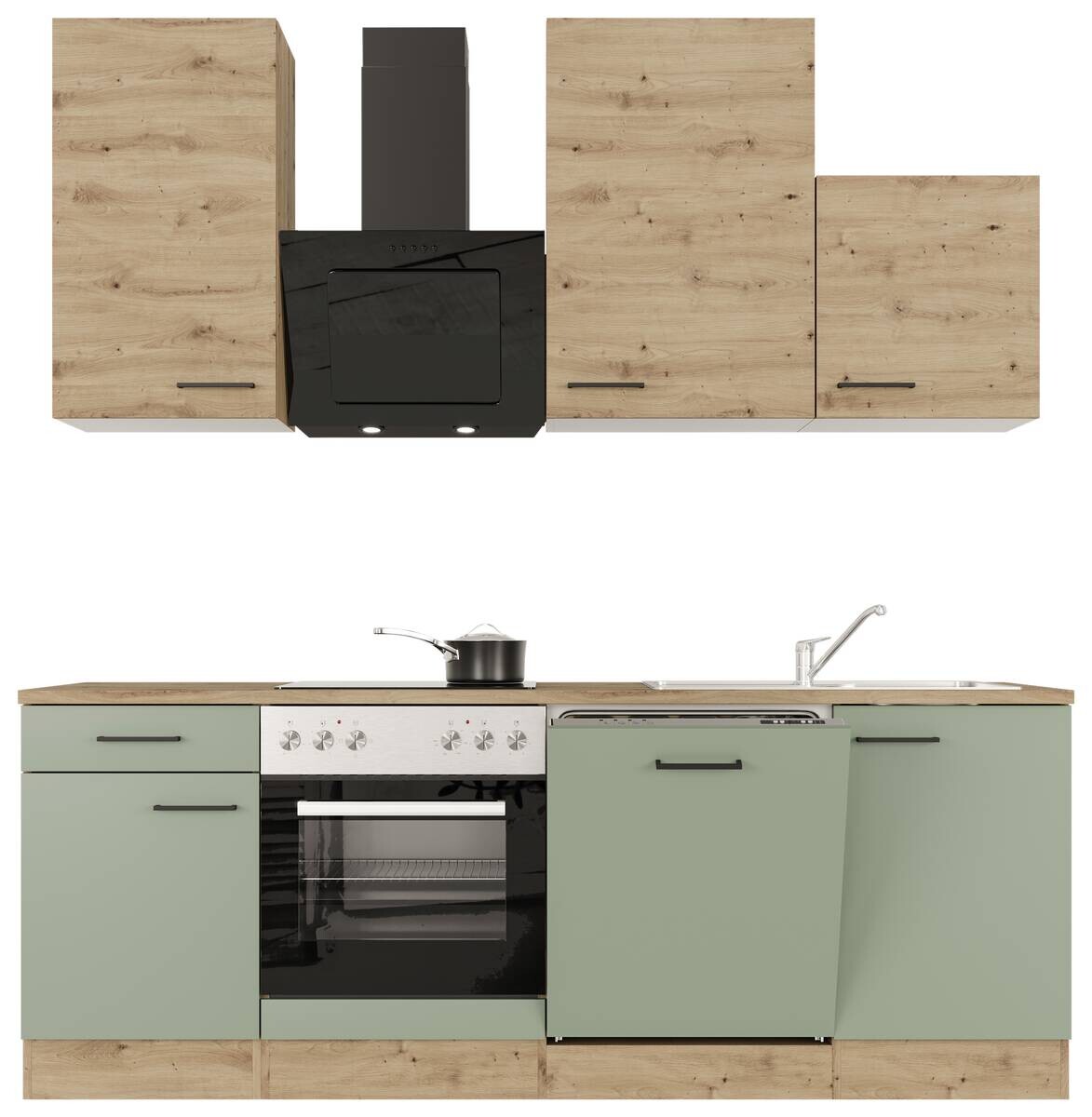 Küchenblock Cara grün matt B/H/T: ca. 220x234x60 cm