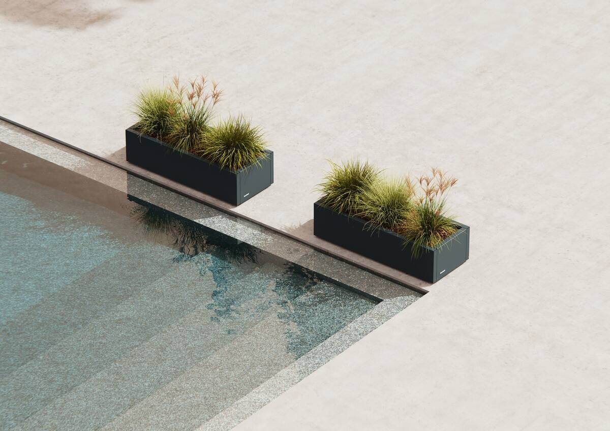 Herstera Garden Pflanzkübel Cube anthrazit Metall B/H/L: ca. 100x25x40 cm