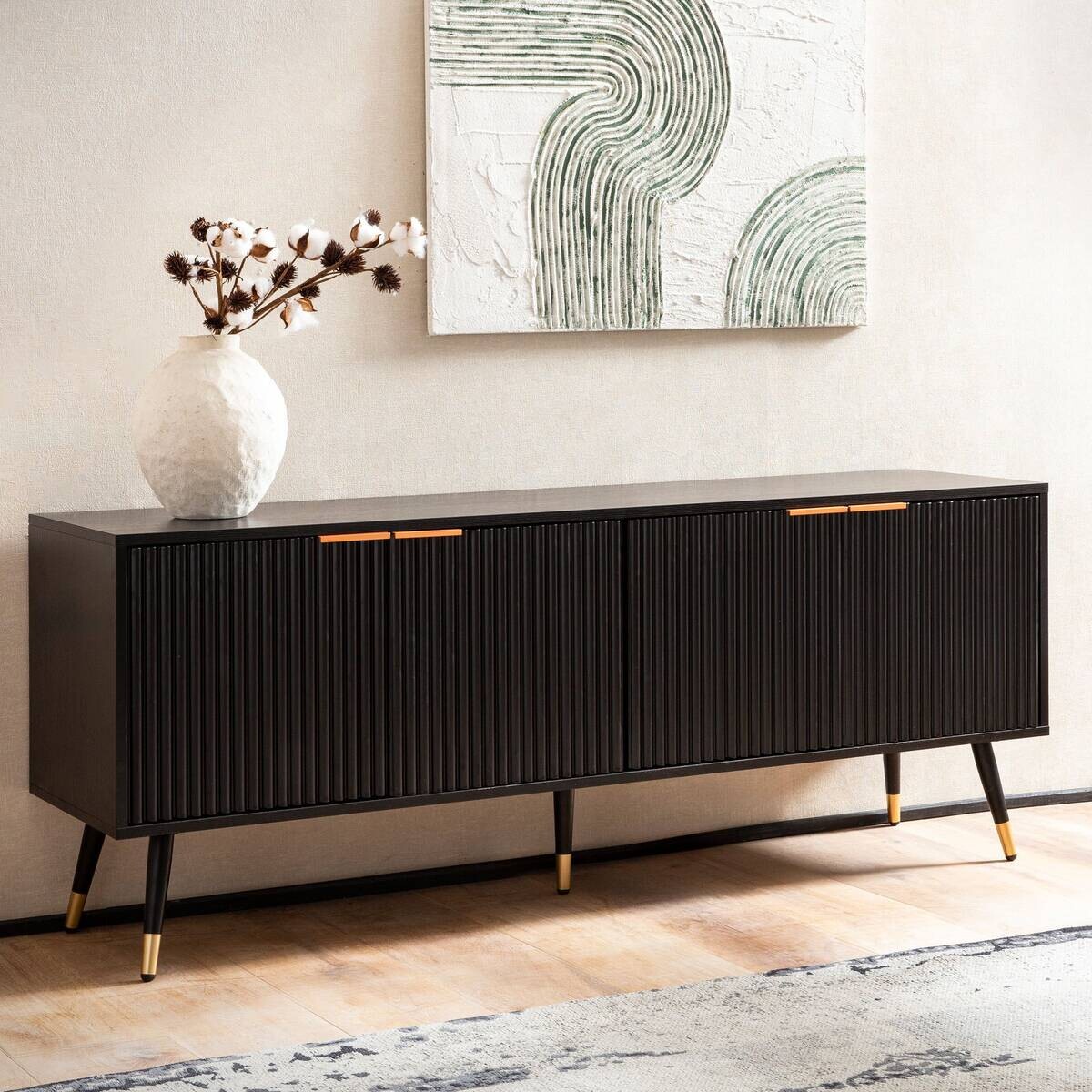 Lowboard schwarz B/H/T: ca. 150x60x39 cm