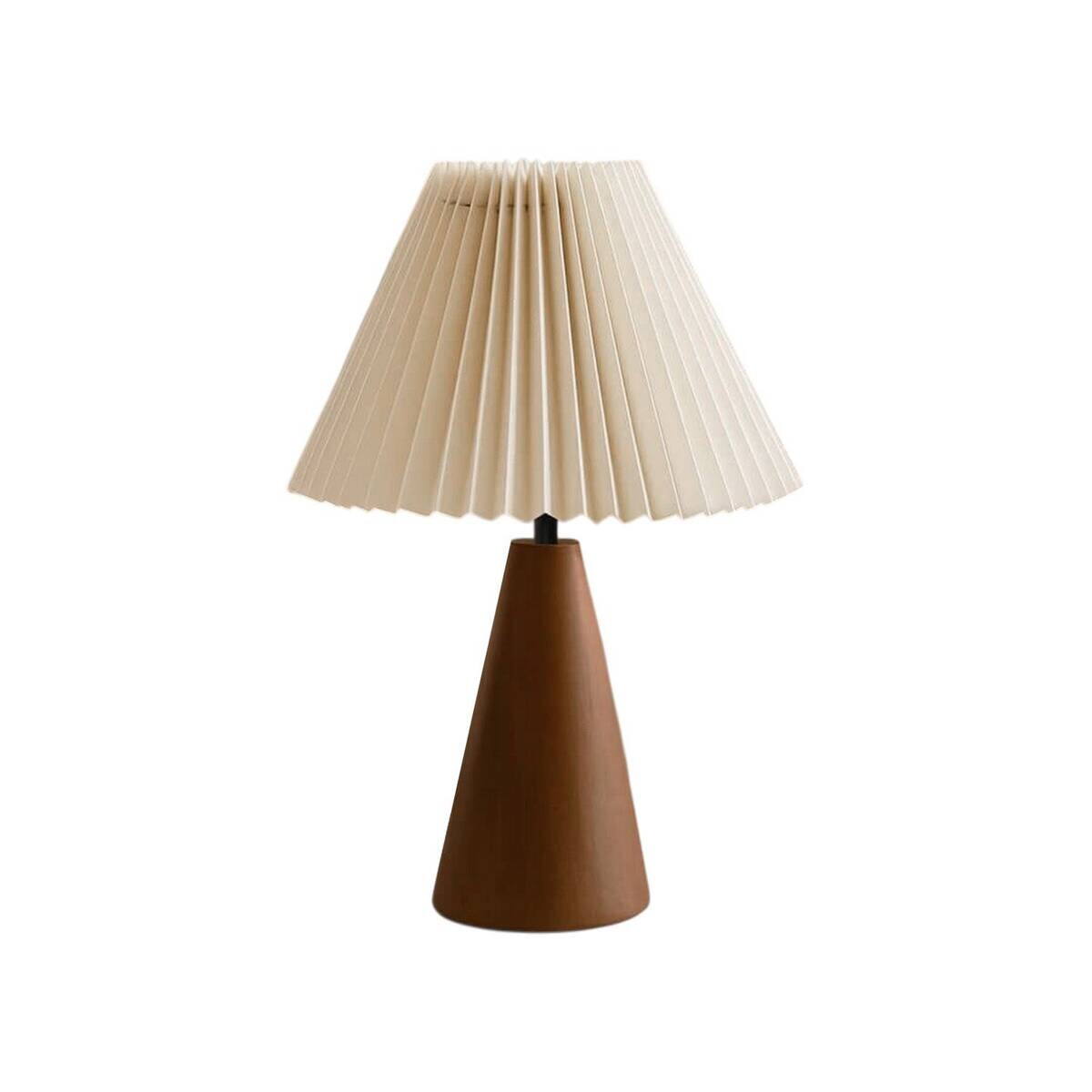 Tischleuchte creme nussbaum PVC Holz B/H/L/D: ca. 22x35x22x22 cm E27 1 Brennstellen