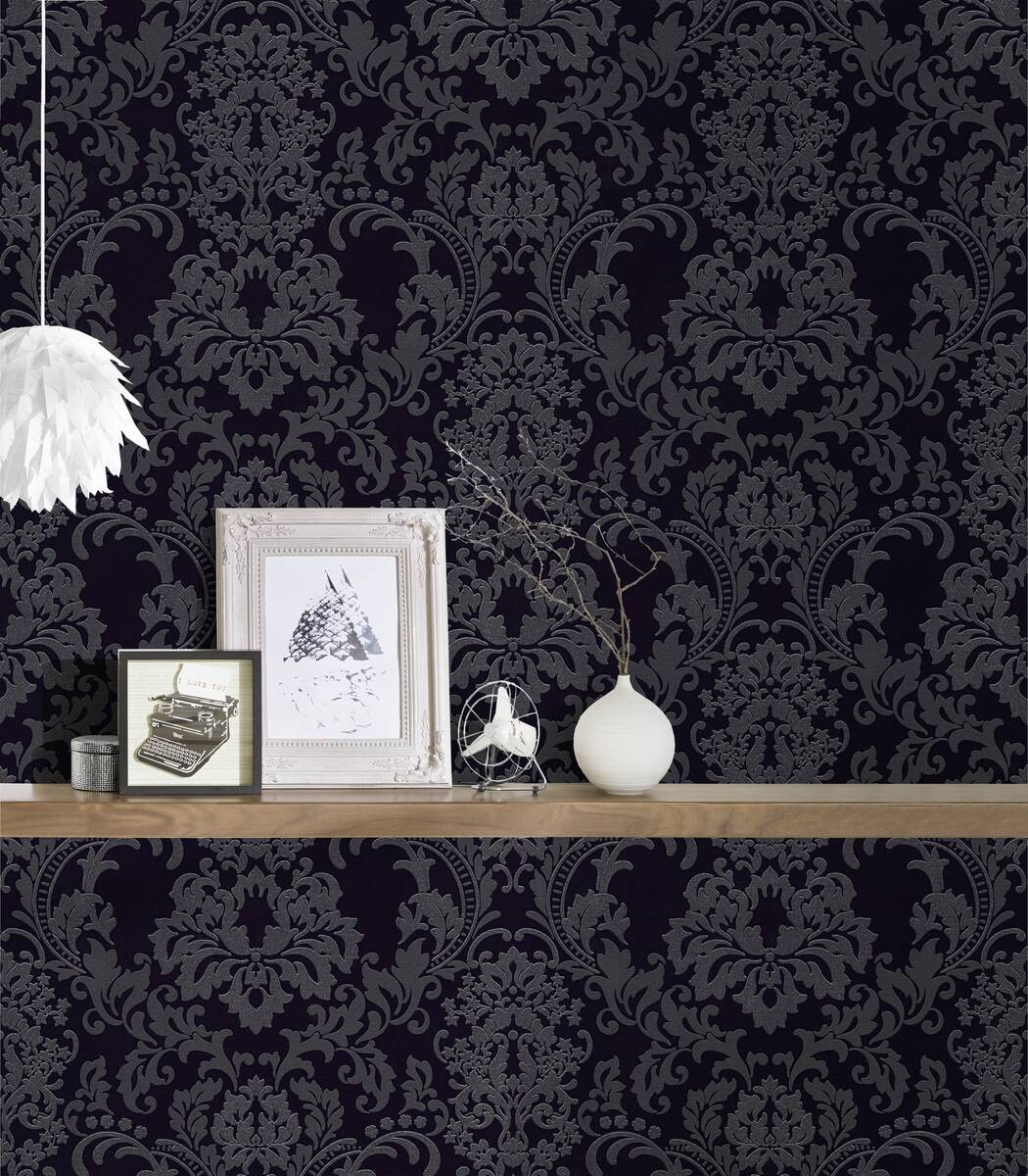 Vliestapete Ornament schwarz B/L: ca. 53x1005 cm