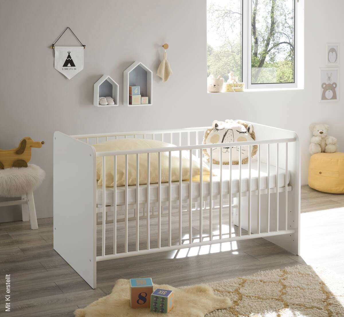 Babybett Alex weiß Graphit Liegefläche B/L: ca. 70x140 cm