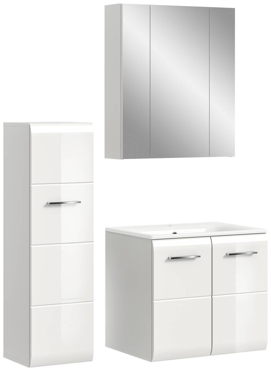 Badezimmer-Set Ice weiß weiß Hochglanz B/H/T: ca. 105x185x46 cm