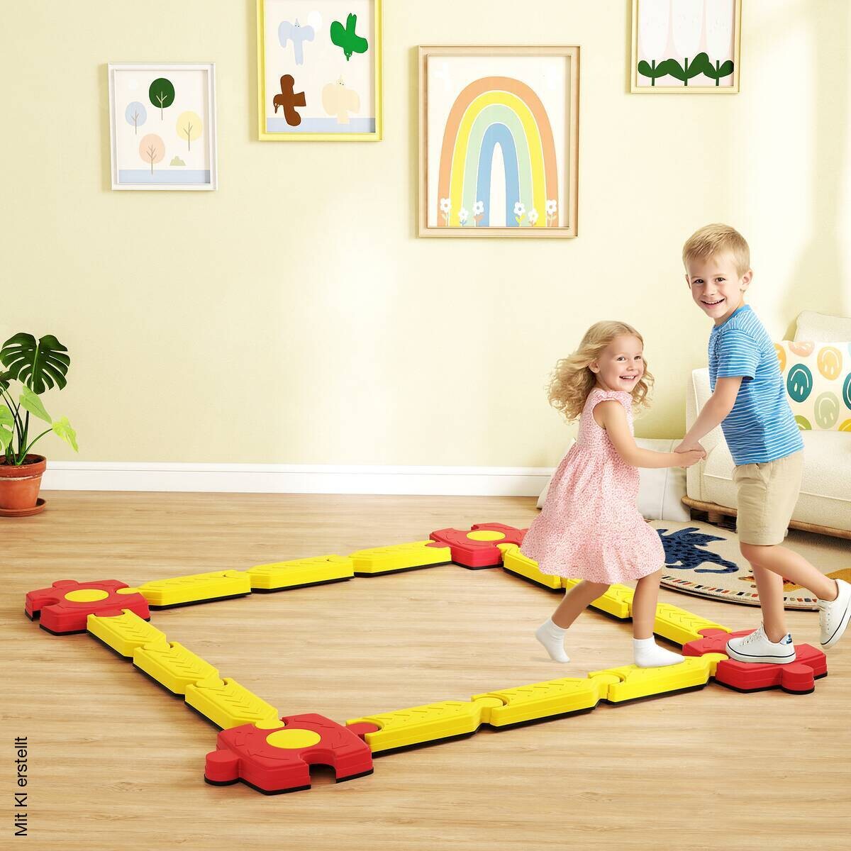 AIYAPLAY Kinder Schwebebalken gelb B/H/L: ca. 165,5x7x165,5 cm