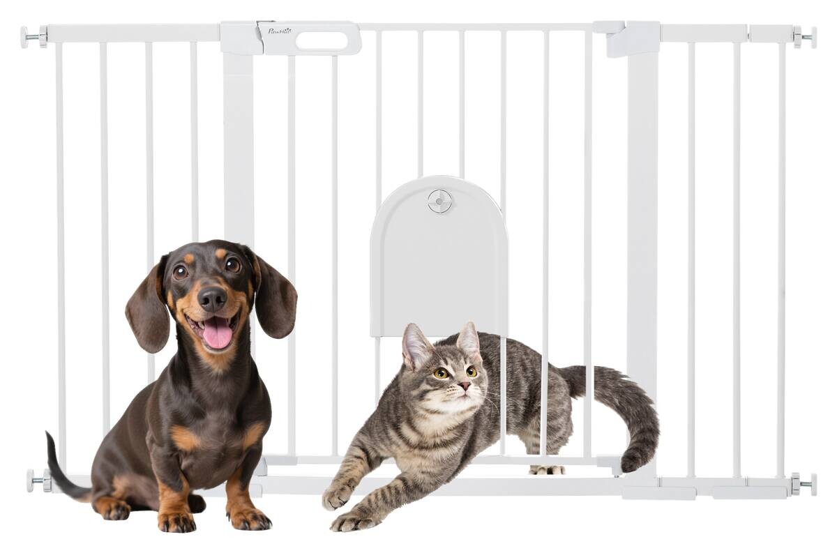 PawHut Türschutzgitter weiß Metall B/H/L: ca. 2x76x131 cm