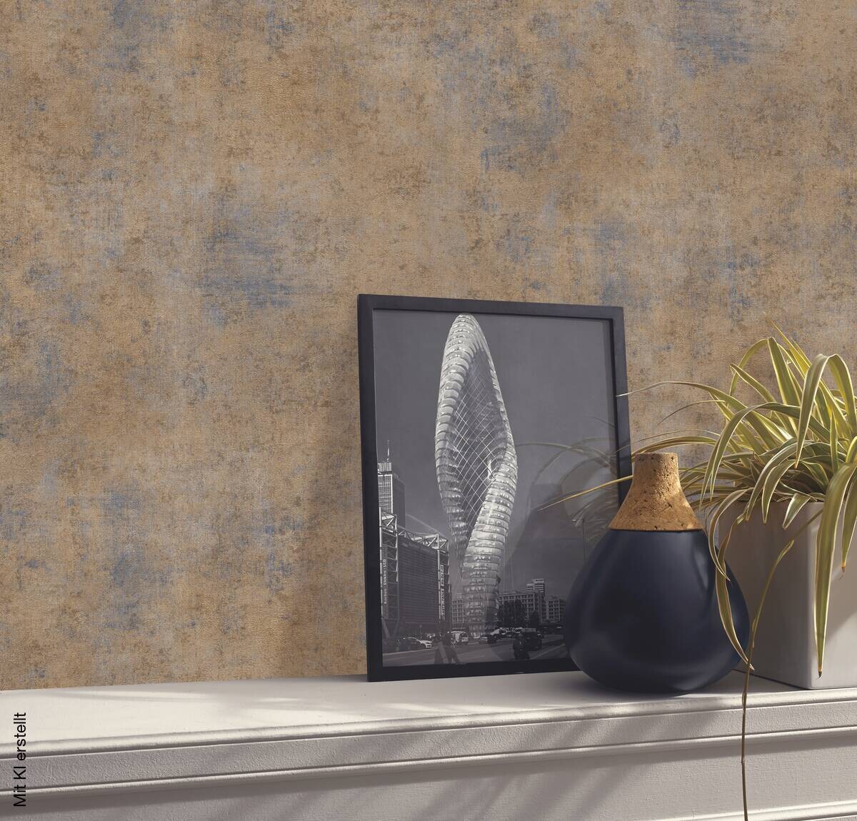 Vliestapete Betonoptik gold B/L: ca. 53x1005 cm